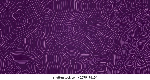 topographic map of light purple lines on a dark purple background