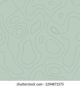 Topographic map lines. Actual topographic map in green tones, seamless design, great tileable pattern. Vector illustration.