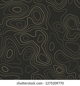 Topographic map lines. Actual topography map. Seamless design. Decent tileable isolines pattern, vector illustration.