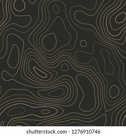 Topographic map lines. Actual topography map. Seamless design. Superb tileable isolines pattern, vector illustration.