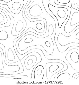 Topographic map lines. Actual topography map. Black and white seamless design, memorable tileable isolines pattern. Vector illustration.