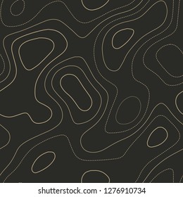 Topographic map lines. Admirable topography map. Seamless design. Dramatic tileable isolines pattern, vector illustration.