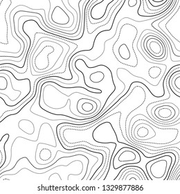 Topographic map lines. Black and white seamless design. Emotional tileable isolines pattern. Vector illustration.