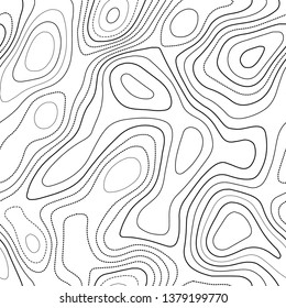 Topographic map lines. Black and white seamless design. Remarkable tileable isolines pattern. Vector illustration.