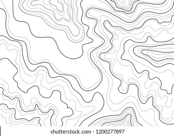 topographic map, lines on white background vector
