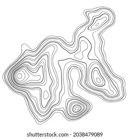 Topographic map with lines on a white background. Geographic map concept. Vector illustration