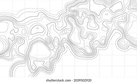 Topographic map with lines on a white background. Geographic map concept. Vector illustration