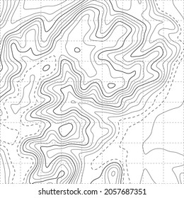 Topographic map with lines on a white background. Geographic map concept. Vector illustration