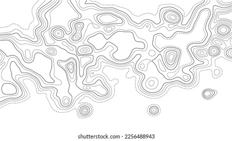 Topographic map with lines on a white background. Geographic map concept. Vector illustration