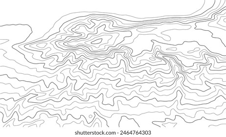 Topographic map with lines on a white background. Geographic map concept. Vector illustration