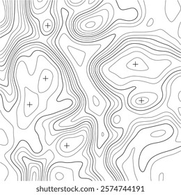 Topographic map with lines on a white background. Geographic map concept. Vector illustration