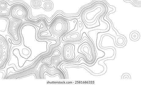 Topographic map with lines on a white background. Geographic map concept. Vector illustration