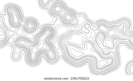 Topographic map with lines on a white background. Geographic map concept. Vector illustration