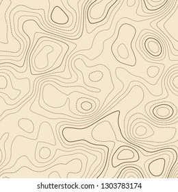 Topographic map lines, seamless design, emotional tileable isolines pattern, vector illustration.