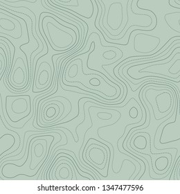 Topographic map lines, seamless design, extraordinary tileable pattern in green tones, vector illustration.