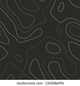 Topographic map lines, seamless design, breathtaking tileable isolines pattern, vector illustration.