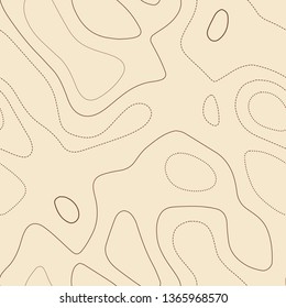 Topographic map lines, seamless design, breathtaking tileable isolines pattern, vector illustration.
