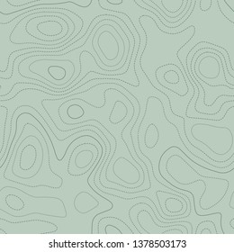 Topographic map lines, seamless design, decent tileable pattern in green tones, vector illustration.