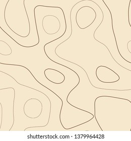 Topographic map lines, seamless design, adorable tileable isolines pattern, vector illustration.