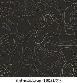 Topographic map lines, seamless design, amusing tileable isolines pattern, vector illustration.