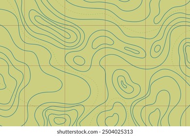 Topografische Karte mit Bergrelief, kontur abstrakte wellenförmige Linien, Draufsicht Land
