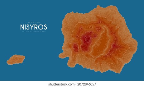 Topographic map of Nisyros, Greece. Vector detailed elevation map of island. Geographic elegant landscape outline poster.