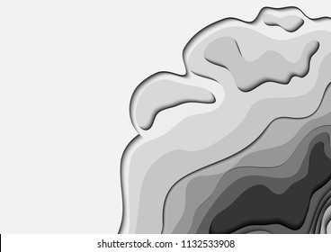 topographic map, paper cutting, 3D, vector, abstract illustration ,grey