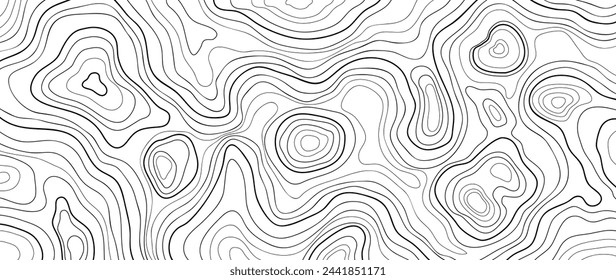 Vector de fondo de patrón de mapa topográfico. Fondo abstracto del mapa del terreno de la montaña con textura abstracta de la línea de la forma. Ilustración de diseño para arte de pared, tela, embalaje, web, banner, papel pintado.