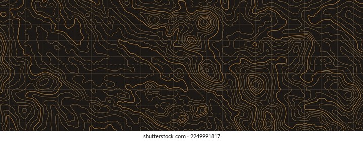 Topographic map patterns, dark topography line map. Outdoor vector background, editable stroke svg