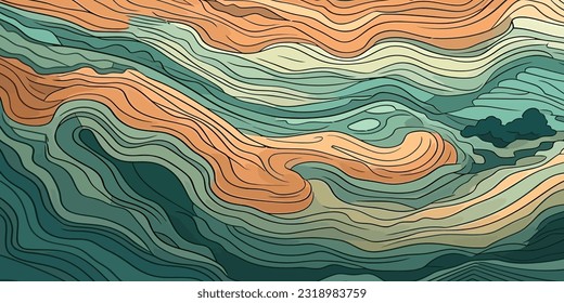 Topographic map patterns, topography line map. Flat background vector illustration