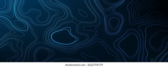 Topographic map patterns, topography line map. Vintage outdoors style.  a narrow topographic map on a dark blue background