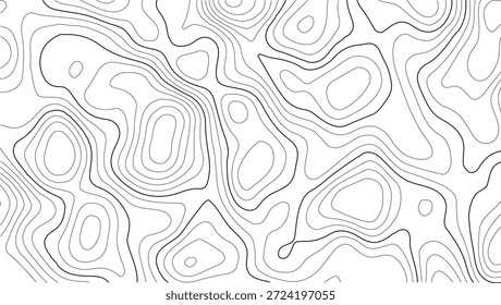 Topographic map patterns. topography line map.. Geographic abstract grid.  Abstract vector illustration. Seamless Black Contour Map Vector with Smooth Elevation Lines, Nature Poster Background.