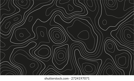Topographic map patterns. topography line map.. Geographic abstract grid.  Abstract vector illustration. Seamless Black Contour Map Vector with Smooth Elevation Lines, Nature Poster Background.