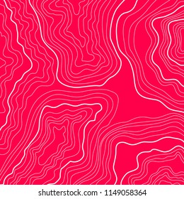 topographic map pink background, vector