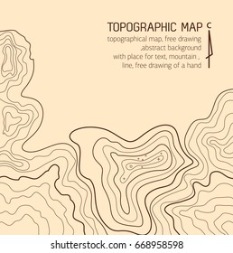 topographic map with place for text, light brown, geography , landscape