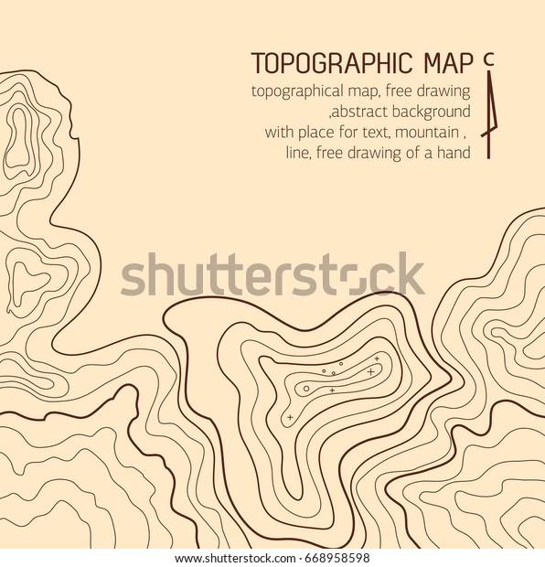 Topographic Map Place Text Light Brown Stock Vector Royalty Free
