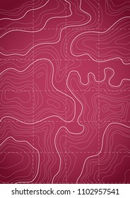 topographic map, red background, lines,vector