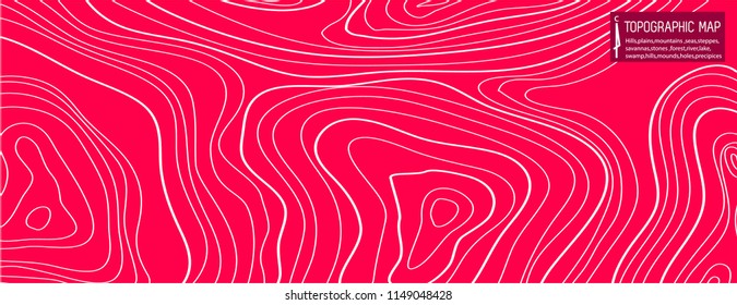 topographic map, red background, vector
