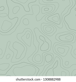 Topographic map, seamless design, admirable tileable pattern in green tones, vector illustration.