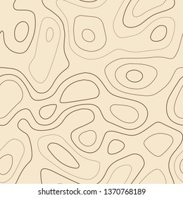 Topographic map, seamless design, modern tileable isolines pattern, vector illustration.