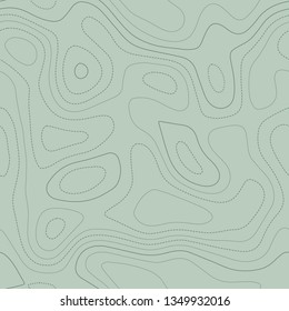 Topographic map, seamless design, pretty tileable pattern in green tones, vector illustration.