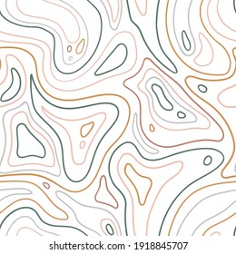 Topographic Map seamless pattern in hand-drawn style. Colorful cut of stone vector illustration. Stone seamless texture.  Line art print design.