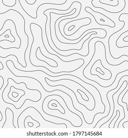 Topographic map seamless pattern isolated on gray background. Vector illustration.