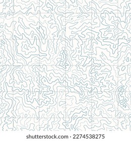 Mapa topográfico sin fisuras, formas naturales, textura de curvas topo. Fondo del mapa del contorno de la topografía con líneas anchas e ilustración del vector de la cuadrícula geográfica