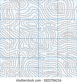 Topographic map of the terrain as contour. Seamless pattern. Background for geographical map. Vector illustration