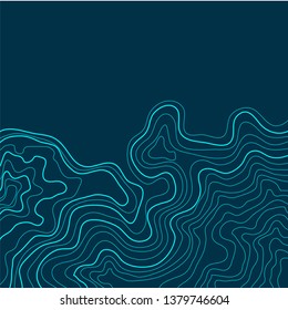 topographic map vector, abstract height lines on blue background