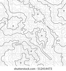 Topographic map vector background with mountain texture and grid.