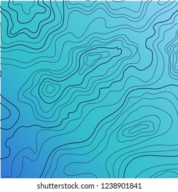 topographic map vector illustration, abstract lines on blue background