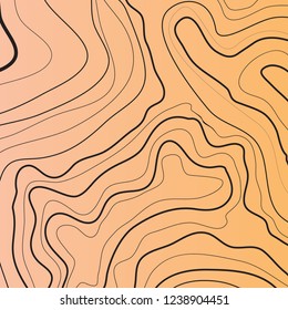 topographic map vector illustration, abstract lines on brown background