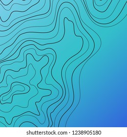 topographic map vector illustration, abstract lines on blue background